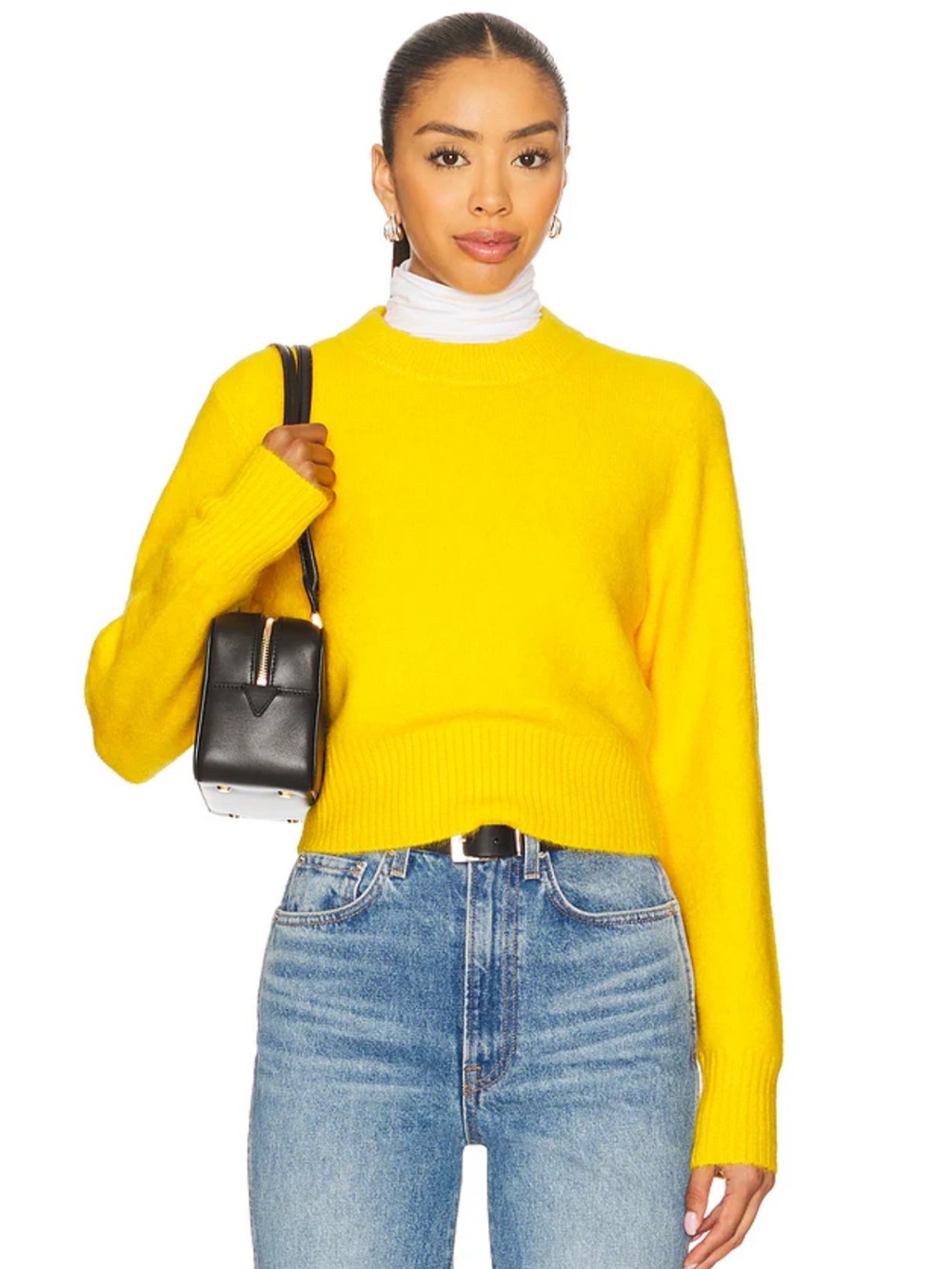 Pistola Sara Shrunken Crewneck Alpaca Sweater Citron Large